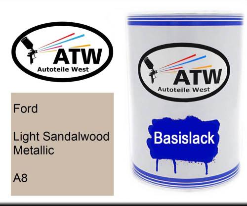 Ford, Light Sandalwood Metallic, A8: 500ml Lackdose, von ATW Autoteile West.